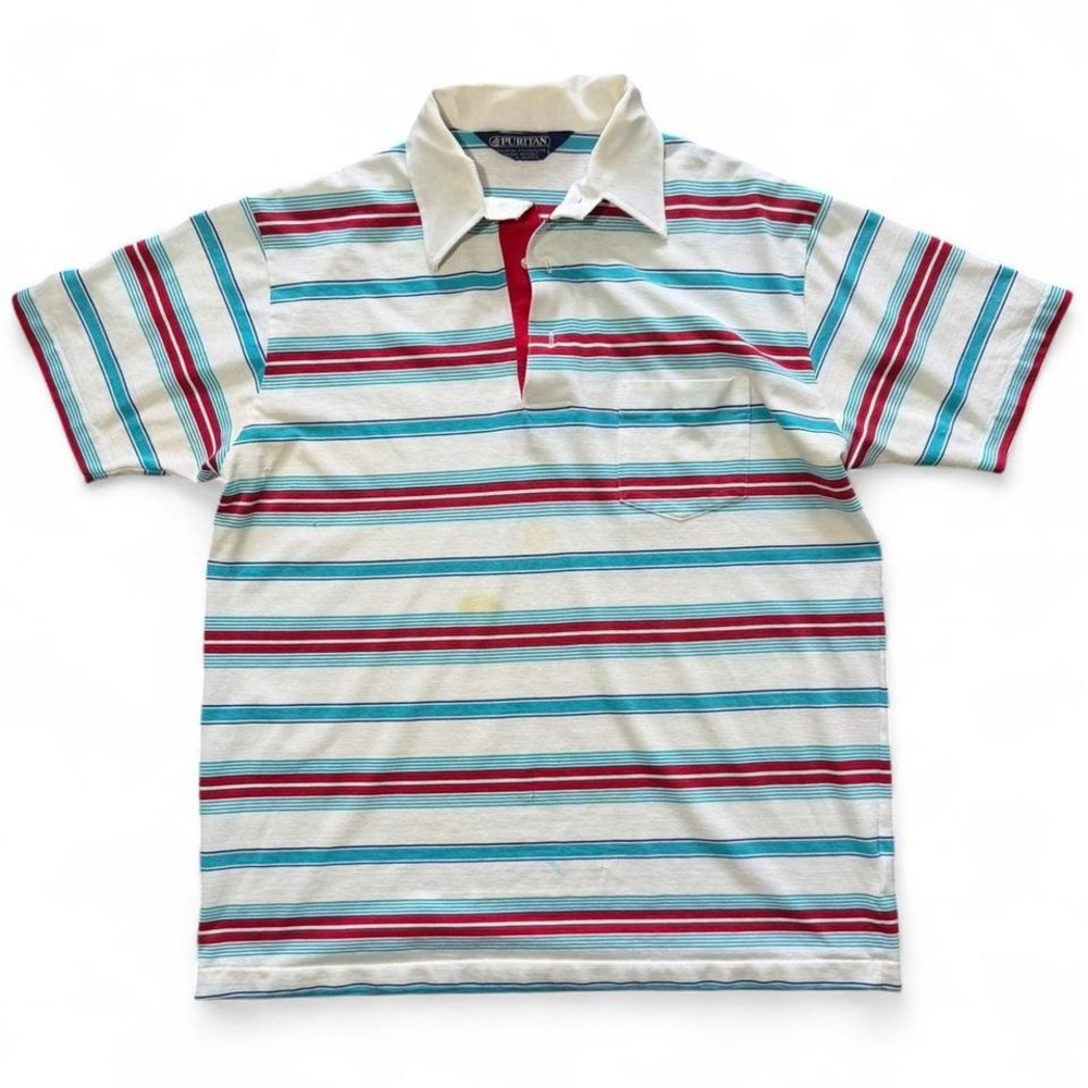 Vintage 90s Puritan Distressed Button Up Polo Golf Sports Shirt